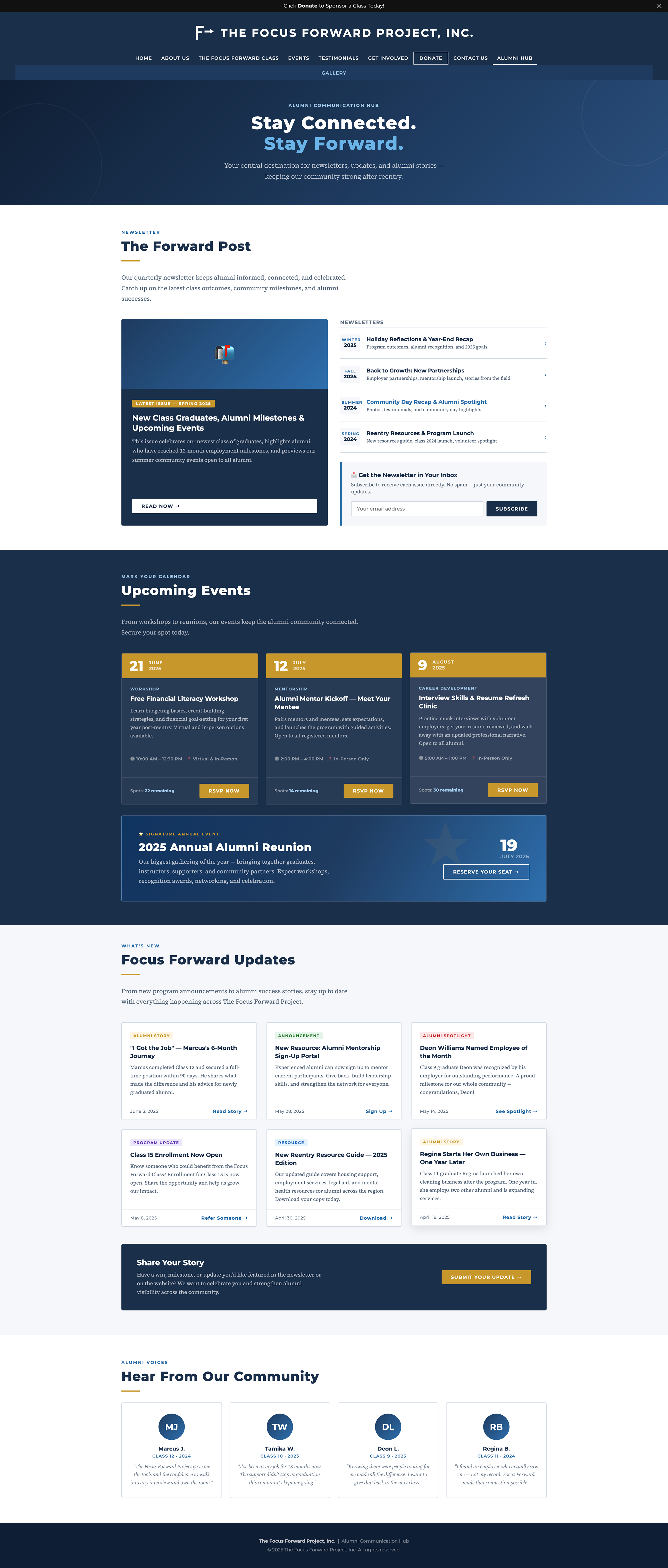 Alumni landing page