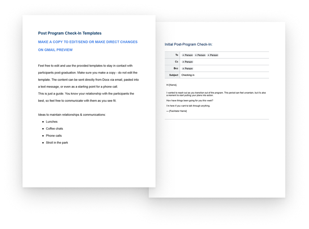 Check-in templates