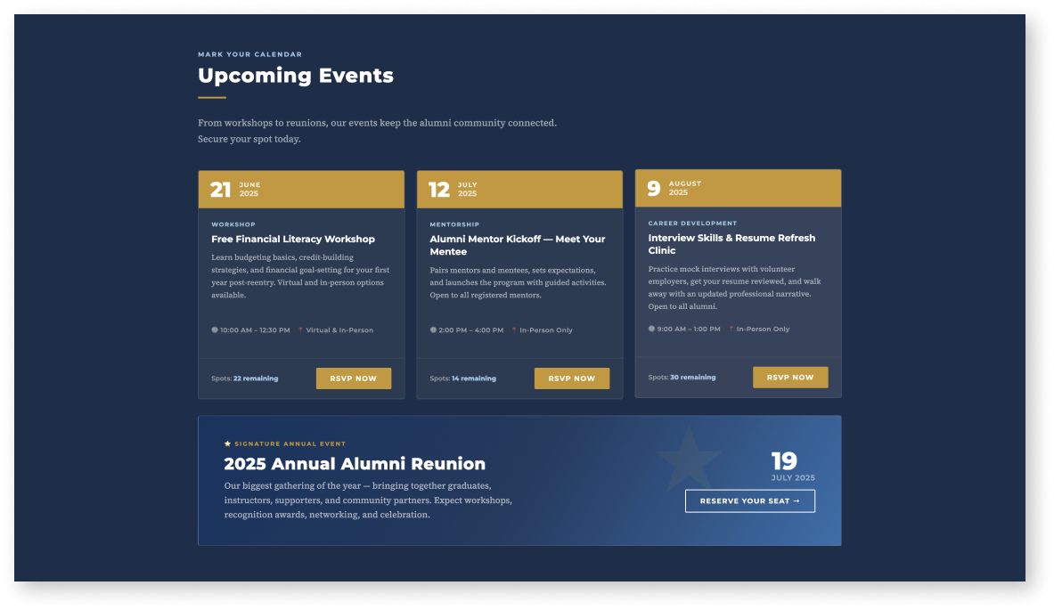 Events page