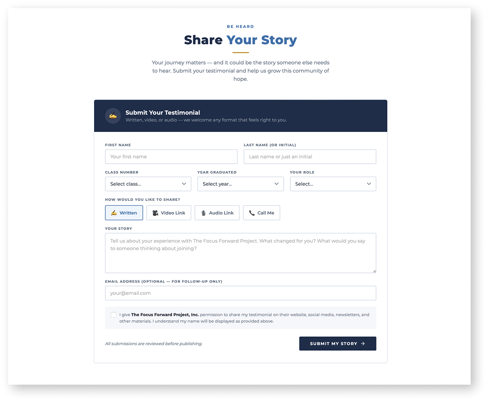 Testimonials redesign